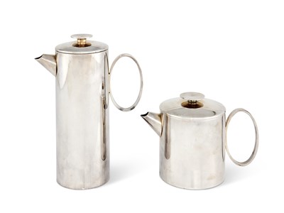 Lot 177 - LINO SABATTINI (1925-2016): A FRENCH ELECTROPLATE 'MERCURY' COFFEE POT AND TEAPOT, CHRISTOFLE, SAINT-DENIS, 1970s