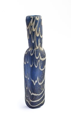 Lot 94 - A MAMLUK COBALT-BLUE GLASS COSMETIC FLASK, EGYPT OR SYRIA, CIRCA 13TH/14TH CENTURY