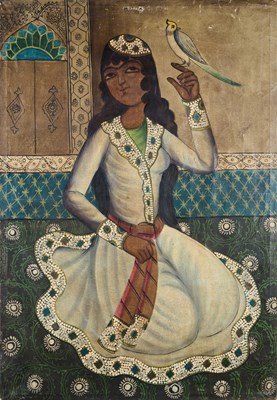 Lot 258 - TWO QAJAR PAINTINGS, PERSIA, CIRCA 1900