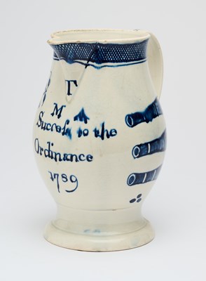 Lot 538 - A PEARLWARE JUG INSCRIBED 'SUCCESS TO THE ORDINANCE 1789'