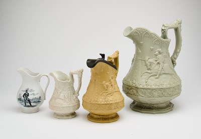 Lot 537 - A GROUP OF THREE RIDGWAY STONEWARE JUGS IN SIZES, MID-19TH CENTURY