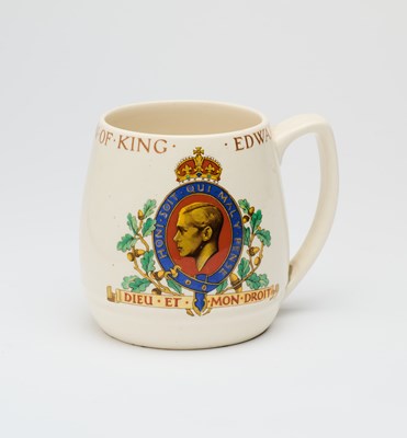 Lot 539 - A STAFFORDSHIRE EDWARD VIII CORONATION MUG, 1937