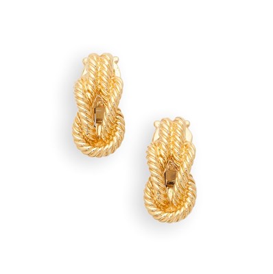 Lot 433 - HERMES, PAIR OF GOLD EAR CLIPS, 1997