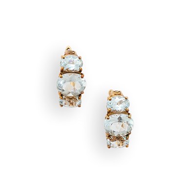 Lot 383 - PAIR OF AQUAMARINE EARRINGS