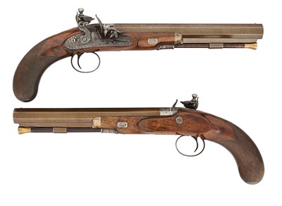 Lot 119 - A PAIR OF 28 BORE FLINTLOCK DUELLING PISTOLS BY J. BLANCH, LONDON, CIRCA 1820