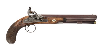 Lot 117 - A RARE 34 BORE FLINTLOCK DUELLING PISTOL BY JN. MANTON & SON, DOVER STREET, NO. 9739 FOR 1825