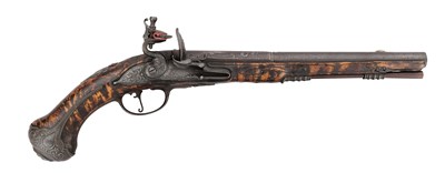Lot 54 - A FINE AND VERY RARE 18 BORE FLINTLOCK HOLSTER PISTOL BY H. ELLIS IN DONCASTER, CIRCA 1690-1700