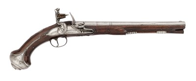 Lot 70 - AN 18 BORE FLINTLOCK HOLSTER PISTOL BY J. WHITE, LONDON, CIRCA 1720-30