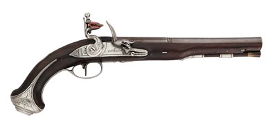 Lot 104 - A 20 BORE FLINTLOCK HOLSTER PISTOL BY T. RICHARDS OF BIRMINGHAM, CIRCA 1775