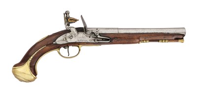 Lot 71 - AN 18 BORE FLINTLOCK HOLSTER OR LIVERY PISTOL BY W. TURVEY OF LONDON, EARLY TO MID-18TH CENTURY