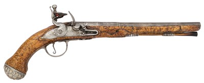 Lot 48 - A VERY RARE 25 BORE FLINTLOCK HOLSTER PISTOL BY G. TAYLOR OF LONDON, CIRCA 1680-90