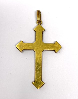 Lot 335 - VICTORIAN GOLD AND MICRO MOSAIC PENDENT CROSS, 1870s
