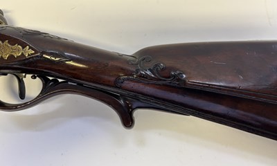 Lot 27 - A VERY RARE 36 BORE FLINTLOCK SPORTING RIFLE BY TWIGG, LONDON, CIRCA 1776-80