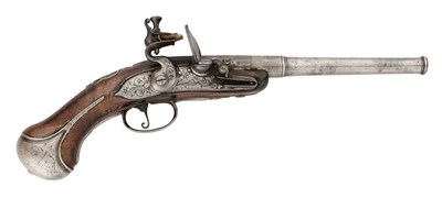 Lot 47 - A VERY RARE DATED 50 BORE FLINTLOCK RIFLED PISTOL BY W. TOWNSON OF LONDON, DATED 1683