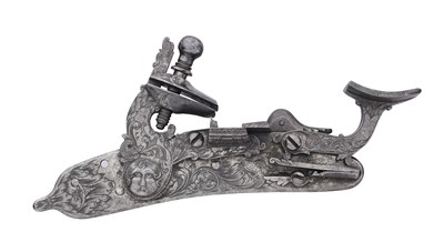 Lot 20 - AN ITALIAN (TUSCO-EMILIAN) SNAPHAUNCE MECHANISM FOR A LONGARM, INITIALS ‘F.A’ AND THE DATE 1837
