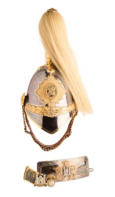 Lot 639 - AN OFFICER’S 1871 PATTERN HELMET, FULL DRESS POUCH, BUCKLE AND INSIGNIA OF THE 6TH