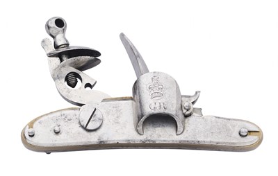 Lot 21 - A VERY RARE PROTOTYPE FLINTLOCK ENCLOSED SCREWLESS MECHANISM FOR A DUKE OF RICHMOND’S PATTERN MUSKET