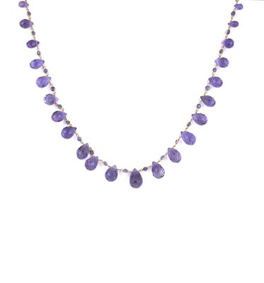 Lot 476 - AMETHYST AND SAPPHIRE NECKLACE