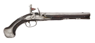 Lot 62 - A 22 BORE FLINTLOCK HOLSTER PISTOL BY DOLEP, LONDINI, FECIT, LATE 17TH CENTURY