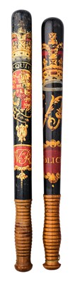 Lot 572 - A WILLIAM IV CONSTABULARY TRUNCHEON, AND A VICTORIAN CONSTABULARY TRUNCHEON