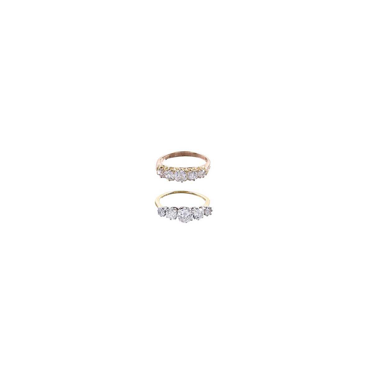 Lot 480 - TWO FIVE-STONE DIAMOND RINGS