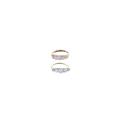 Lot 480 - TWO FIVE-STONE DIAMOND RINGS