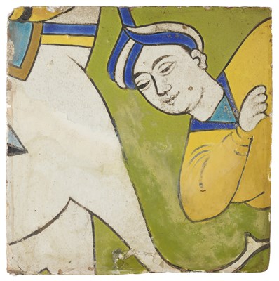 Lot 122 - A SAFAVID CUERDA SECA TILE, PERSIA, 17TH CENTURY