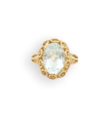 Lot 405 - AQUAMARINE RING, 1960s