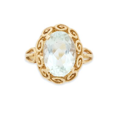 Lot 55 - AQUAMARINE RING, 1960s