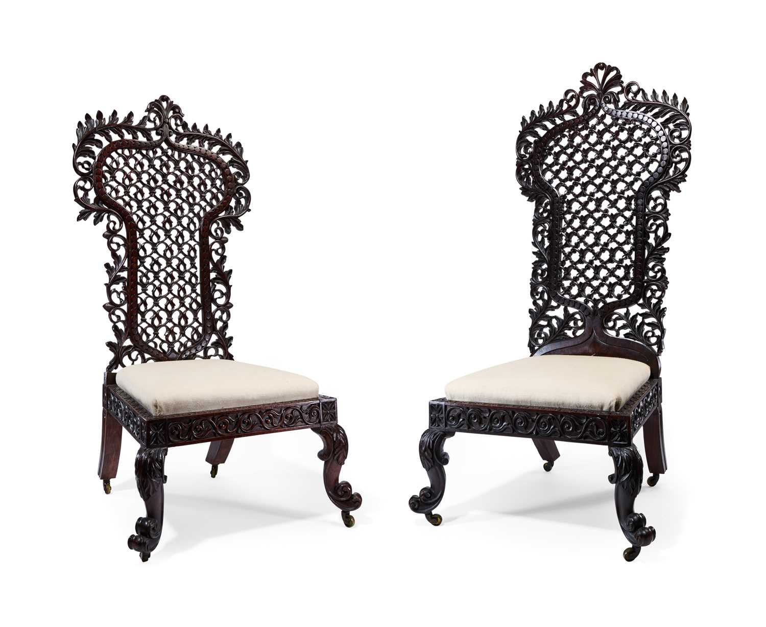 Lot 59 - TWO INDIAN CHAIRS FROM THE ELVEDEN ESTATE, BOMBAY, CIRCA 1850