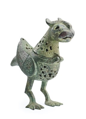 Lot 103 - A KHORASAN BRONZE CENSER IN THE FORM OF A BIRD, PERSIA, 12TH/13TH CENTURY