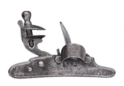 Lot 22 - A FLINTLOCK ENCLOSED SCREWLESS MECHANISM FOR A CARBINE BY HENRY NOCK, LATE 18TH CENTURY