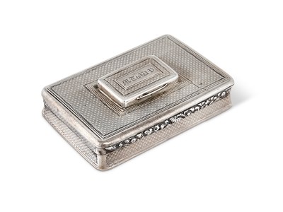 Lot 287 - A WILLIAM IV SILVER COMBINED SNUFF BOX AND VINAIGRETTE, THOMAS EDWARDS, LONDON, 1834