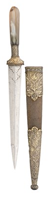 Lot 152 - AN INDIAN SILVER-MOUNTED JADE-HILTED DAGGER, EARLY 18TH CENTURY