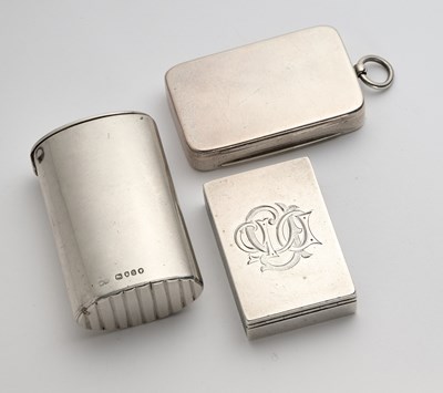 Lot 24 - THREE VICTORIAN SILVER VESTA CASES, H.W. & L. DEE, LONDON, 1869 / 73 / 75
