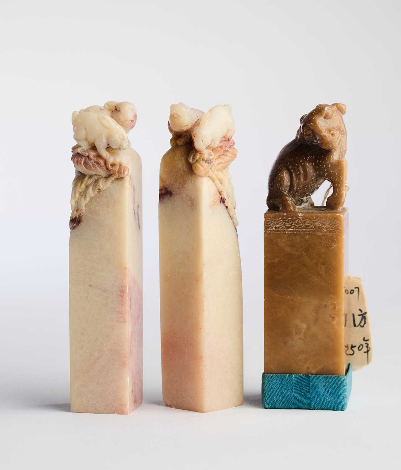 Lot 68 - A PAIR OF JADE SEALS