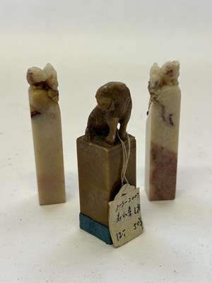 Lot 68 - A PAIR OF JADE SEALS