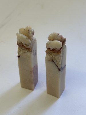 Lot 68 - A PAIR OF JADE SEALS