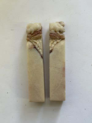 Lot 68 - A PAIR OF JADE SEALS