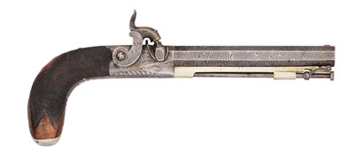Lot 758 - A LIÈGE 120 BORE PERCUSSION OVERCOAT PISTOL SIGNED TARRATT, LONDON, CIRCA 1830-40