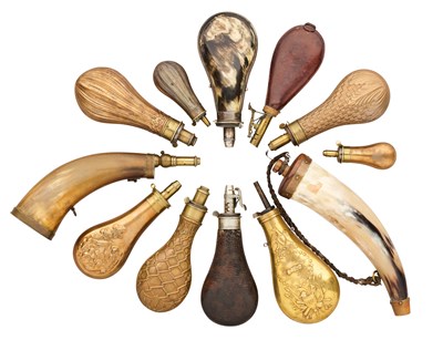 Lot 747 - A GROUP OF TWENTY-ONE VARIOUS POWDER-FLASKS