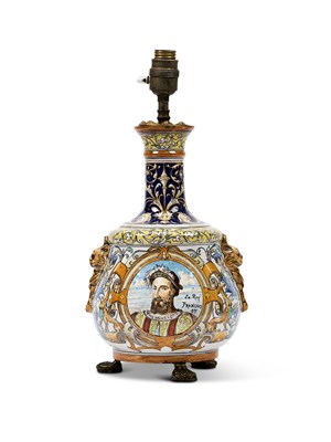 Lot 68 - A BLOIS (ULYSSE BESNARD) FAIENCE VASE MOUNTED AS A LAMP, CIRCA 1900