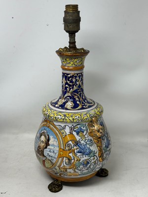 Lot 16 - A BLOIS (ULYSSE BESNARD) FAIENCE VASE MOUNTED AS A LAMP, CIRCA 1900