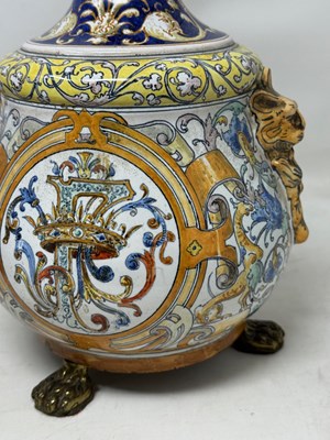 Lot 16 - A BLOIS (ULYSSE BESNARD) FAIENCE VASE MOUNTED AS A LAMP, CIRCA 1900