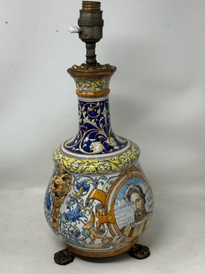 Lot 16 - A BLOIS (ULYSSE BESNARD) FAIENCE VASE MOUNTED AS A LAMP, CIRCA 1900