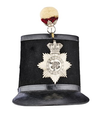 Lot 163 - A VICTORIAN OFFICER'S SHAKO OF THE 96TH REGIMENT (HERTFORD MILITIA)