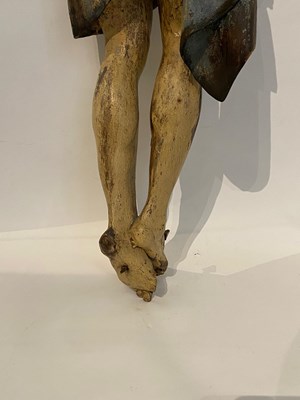 Lot 32 - A POLYCHROME WALNUT FRAGMENTARY CORPUS CHRISTI, PROBABLY VALLADOLID SCHOOL, 17TH CENTURY