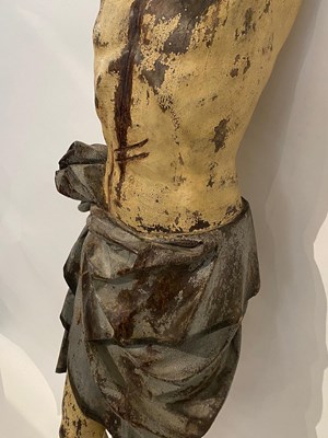 Lot 32 - A POLYCHROME WALNUT FRAGMENTARY CORPUS CHRISTI, PROBABLY VALLADOLID SCHOOL, 17TH CENTURY