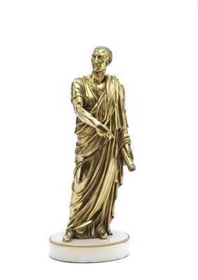 Lot 9 - A GILT-LACQUERED-BRASS FIGURE OF JULIUS CAESAR