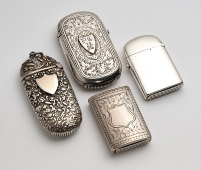 Lot 34 - FOUR VICTORIAN SILVER VESTA CASES, GEORGE UNITE, BIRMINGHAM, 1874-83